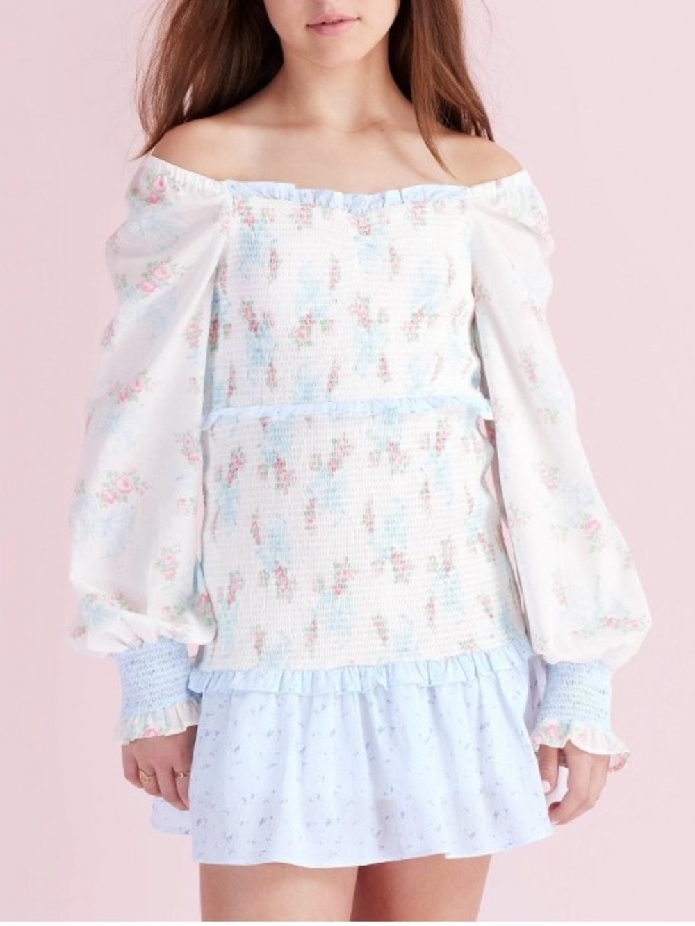 LOVESHACKFANCY X Target Girls Juliet Ribbon Floral Smocked Long Sleeve Dress